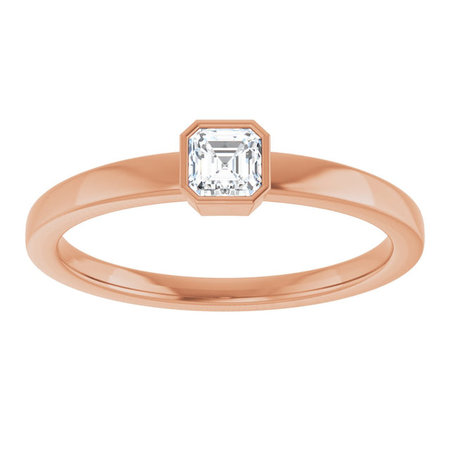 14K Gold Asscher Lab-Grown Diamond Bezel-Set Solitaire Ring - Rose Gold - view 13