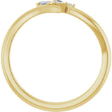 14K Gold Straight Baguette Natural Diamond Accented Bypass Ring - Yellow Gold - view 7