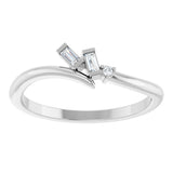 Platinum Straight Baguette Natural Diamond Accented Bypass Ring - view 8