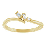 14K Gold Straight Baguette Natural Diamond Accented Bypass Ring - Yellow Gold - view 8