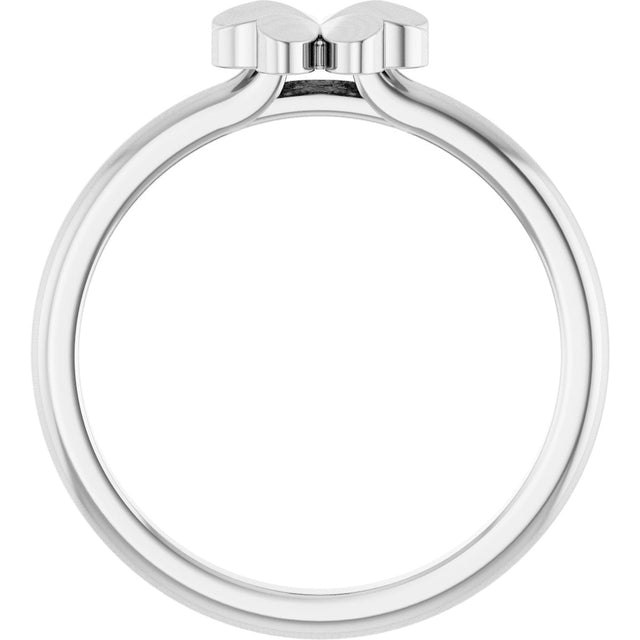 14K Gold Four-Leaf Clover Stackable Ring - White Gold - view 2