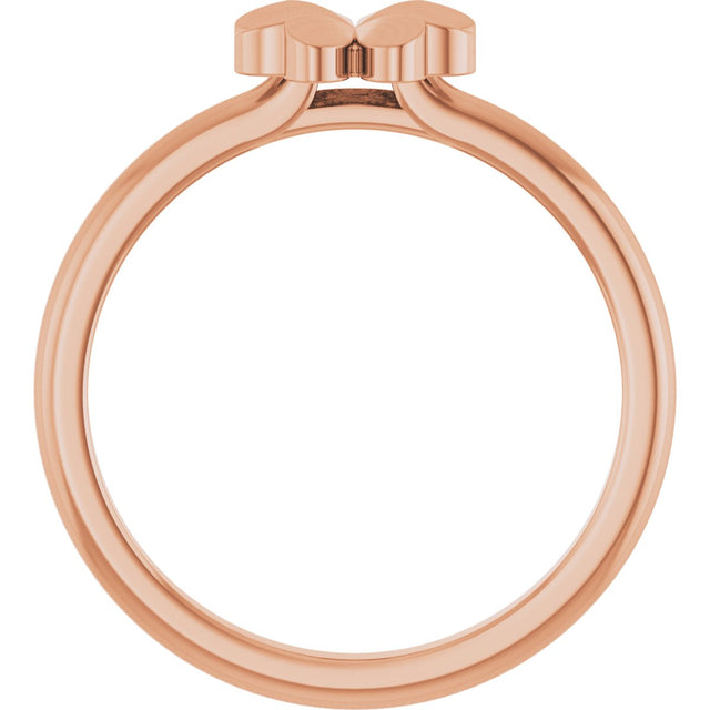 14K Gold Four-Leaf Clover Stackable Ring - Rose Gold - view 2