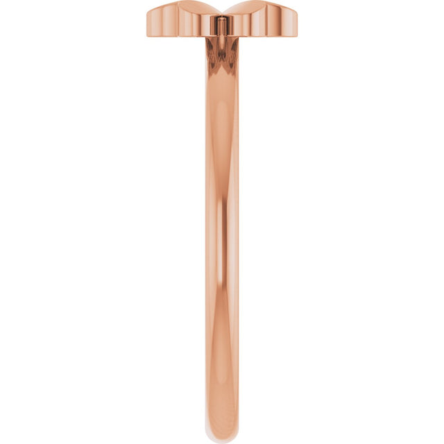 14K Gold Four-Leaf Clover Stackable Ring - Rose Gold - view 4