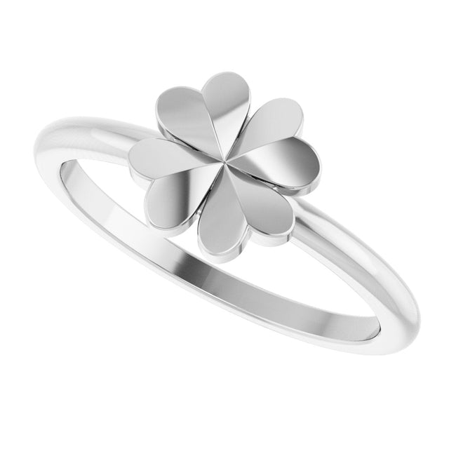 Platinum Four-Leaf Clover Stackable Ring - view 5