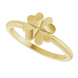 14K Gold Four-Leaf Clover Stackable Ring - Yellow Gold - view 5