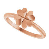 14K Gold Four-Leaf Clover Stackable Ring - Rose Gold - view 5