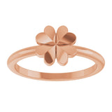 14K Gold Four-Leaf Clover Stackable Ring - Rose Gold - view 3