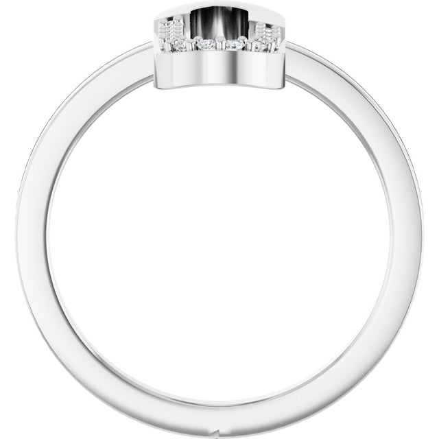 14K Gold Round Natural Diamond Accented Paperclip-Style Ring - White Gold - view 7