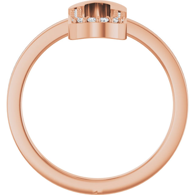14K Gold Round Natural Diamond Accented Paperclip-Style Ring - Rose Gold - view 7