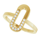 14K Gold Round Natural Diamond Accented Paperclip-Style Ring - Yellow Gold - view 10