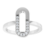 14K Gold Round Natural Diamond Accented Paperclip-Style Ring - White Gold - view 8