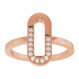 14K Gold Round Natural Diamond Accented Paperclip-Style Ring - Rose Gold - view 8