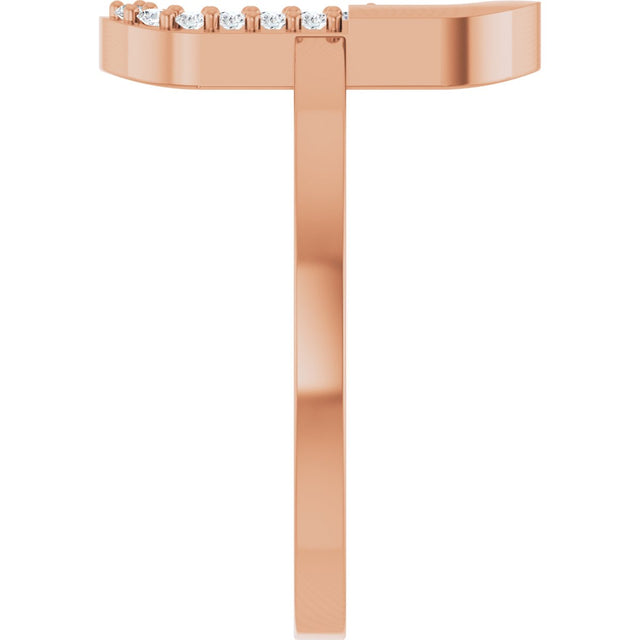 14K Gold Round Natural Diamond Accented Paperclip-Style Ring - Rose Gold - view 9