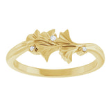 14K Gold Round Natural Diamond Accented Floral Ring II - Yellow Gold - view 8