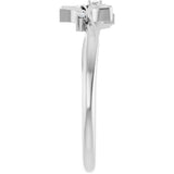 Platinum Round Natural Diamond Accented Floral Ring II - view 9