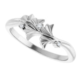 14K Gold Round Natural Diamond Accented Floral Ring II - White Gold - view 10