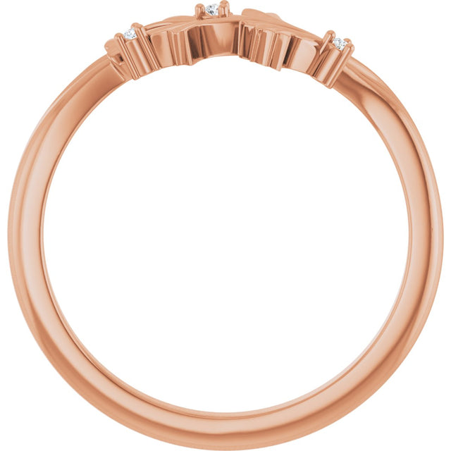 14K Gold Round Natural Diamond Accented Floral Ring II - Rose Gold - view 7