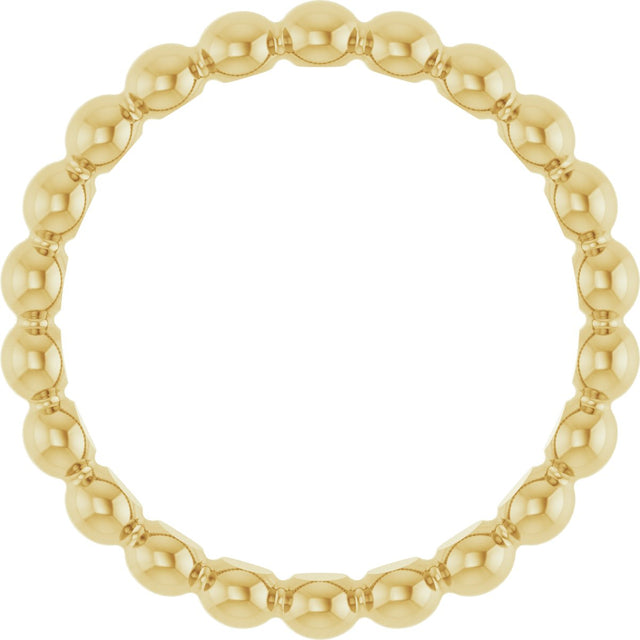 14K Gold Stackable Bead Ring - Yellow Gold - view 2