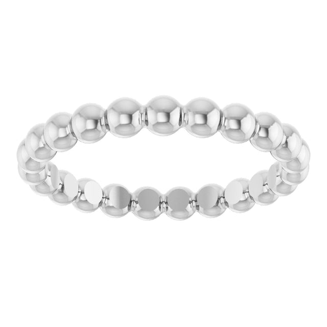 14K Gold Stackable Bead Ring - White Gold - view 3