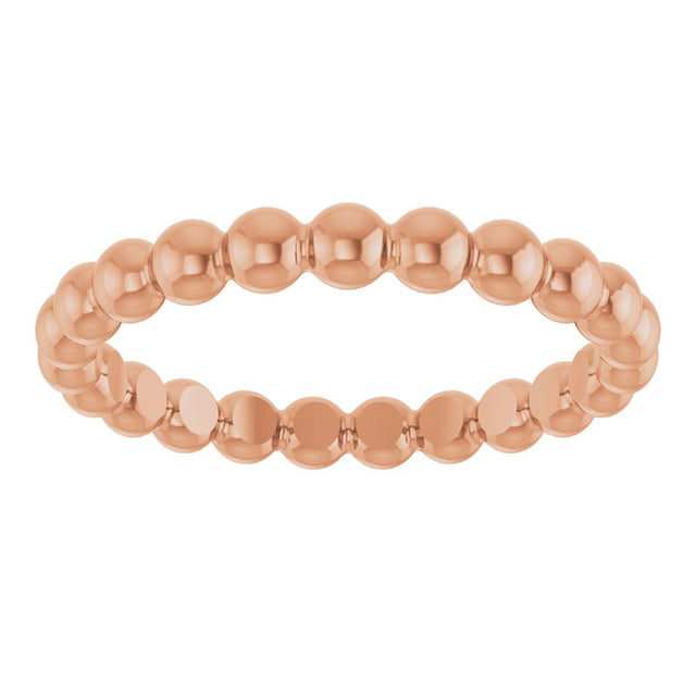 14K Gold Stackable Bead Ring - Rose Gold - view 3