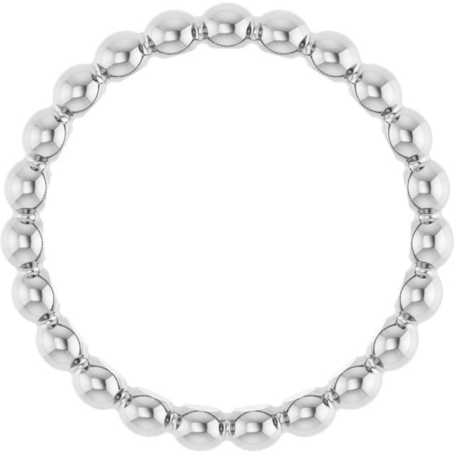 14K Gold Stackable Bead Ring - White Gold - view 2