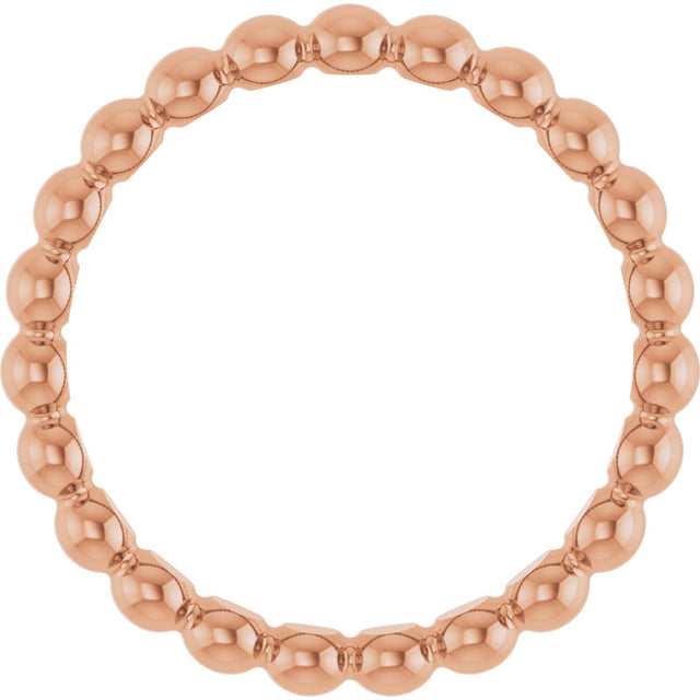 14K Gold Stackable Bead Ring - Rose Gold - view 2