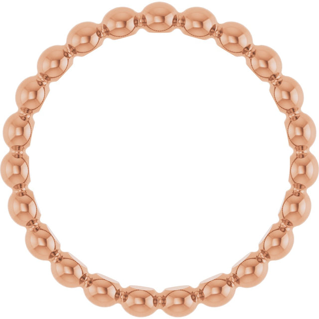 14K Gold Stackable Bead Ring - Rose Gold - view 2