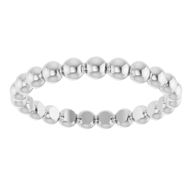 14K Gold Stackable Bead Ring - White Gold - view 3
