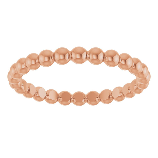 14K Gold Stackable Bead Ring - Rose Gold - view 3