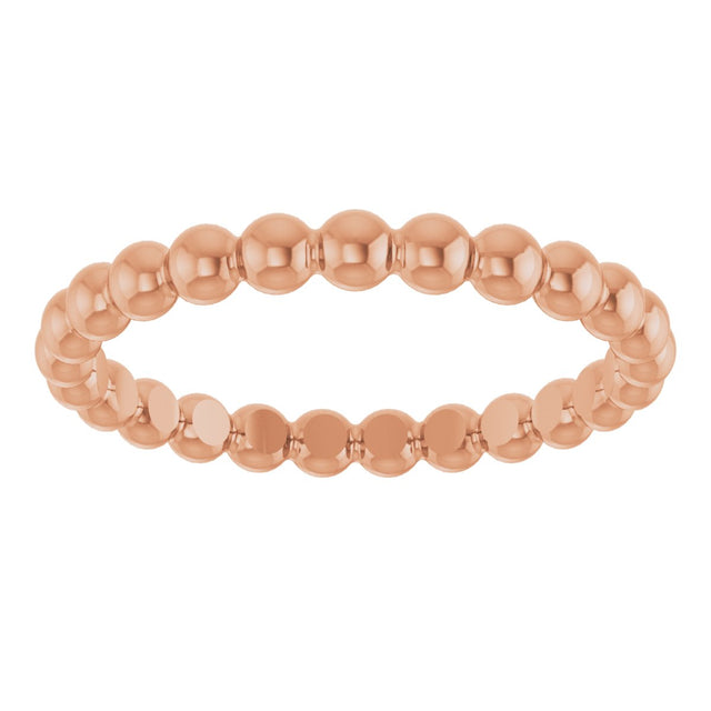 14K Gold Stackable Bead Ring - Rose Gold - view 3