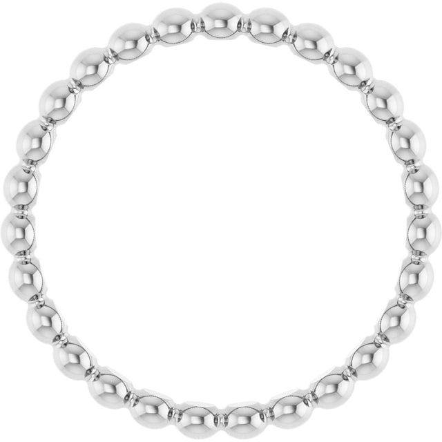 14K Gold Stackable Bead Ring - White Gold - view 2