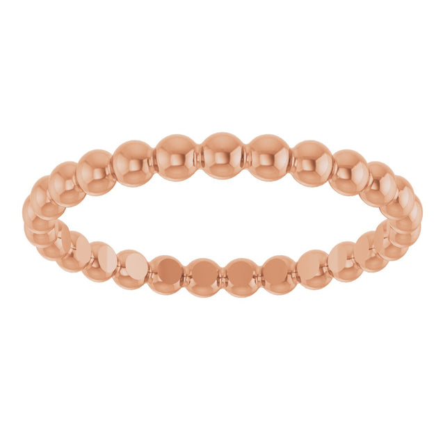 14K Gold Stackable Bead Ring - Rose Gold - view 3