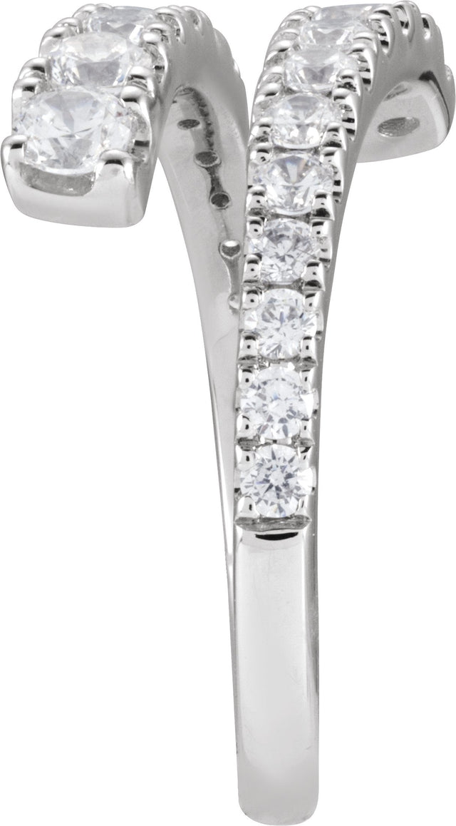 14K Gold Round Lab-Grown Diamond Bypass Ring – 9/10 CTW - White Gold - view 7