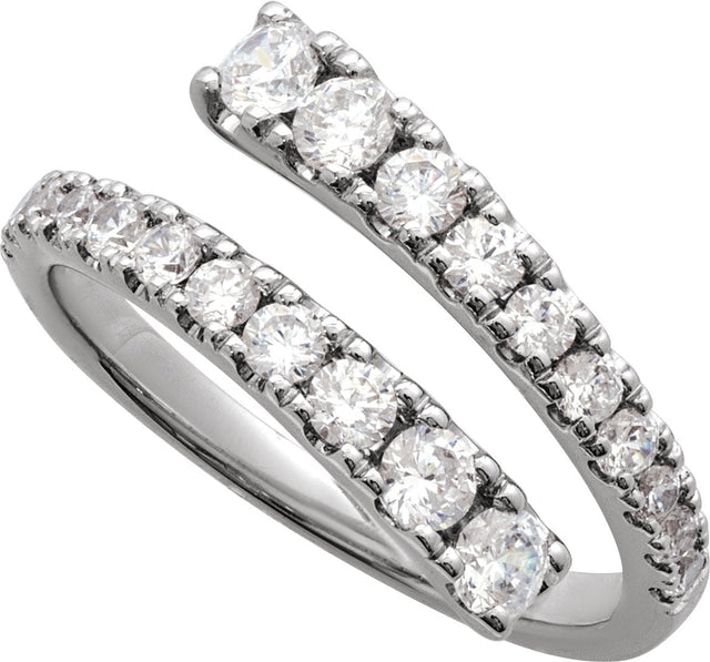 14K Gold Round Lab-Grown Diamond Bypass Ring – 9/10 CTW - White Gold - view 8