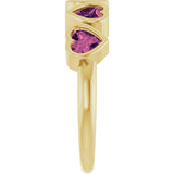 14K Gold Natural Pink Tourmaline Five-Stone Heart Ring - Yellow Gold - view 19