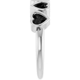 14K Gold Natural Black Onyx Five-Stone Heart Ring - White Gold - view 19