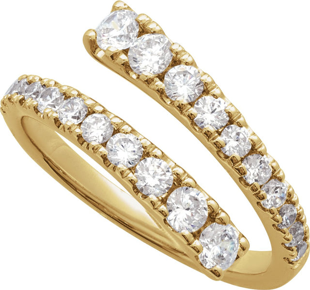 14K Gold Round Lab-Grown Diamond Bypass Ring – 9/10 CTW - Yellow Gold - view 8
