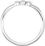 14K Gold Round Natural Rainbow Moonstone Rose-Cut Stackable Ring – 2mm Stones - White Gold - view 6