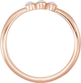 14K Gold Round Natural Rainbow Moonstone Rose-Cut Stackable Ring – 2mm Stones - Rose Gold - view 6