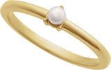 14K Gold Cultured White Seed Pearl Stackable Pearl Ring - Yellow Gold - view 8