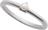Platinum Cultured White Seed Pearl Stackable Pearl Ring - view 8