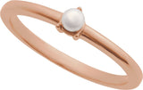 14K Gold Cultured White Seed Pearl Stackable Pearl Ring - Rose Gold - view 8