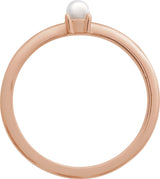 14K Gold Cultured White Seed Pearl Stackable Pearl Ring - Rose Gold - view 6