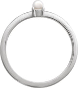 Platinum Cultured White Seed Pearl Stackable Pearl Ring - view 6