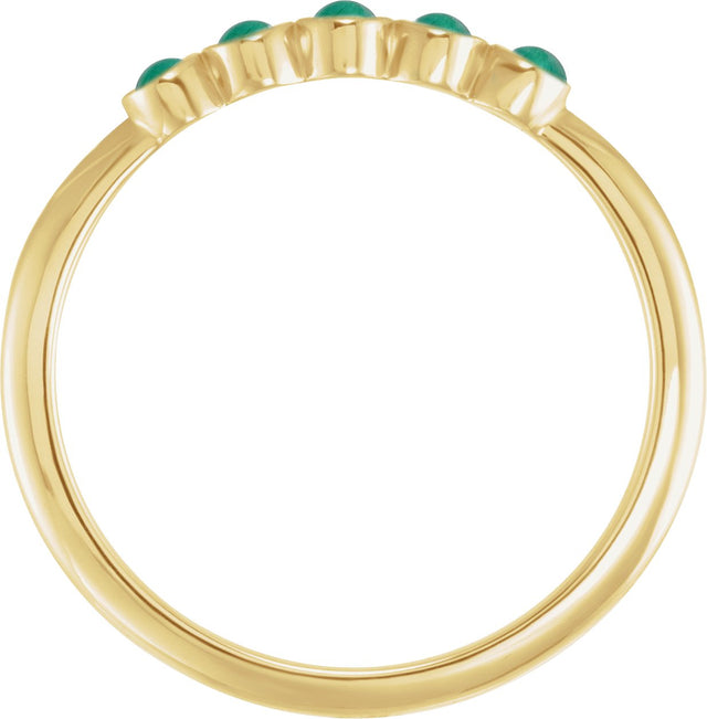 14K Gold Round Natural Emerald Rose-Cut Stackable Ring - Yellow Gold - view 6