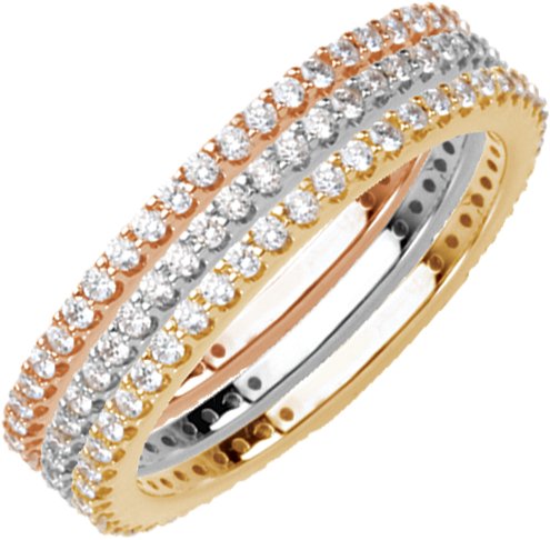 14K Gold Round Natural Diamond Stackable Ring – 1/3 CTW - Rose Gold - view 6