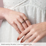 14K Gold Round Lab-Grown Diamond Scattered Stackable Ring - Rose Gold - view 6