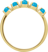 14K Gold Natural Turquoise Cabochon Stackable Ring - Yellow Gold - view 10