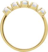 14K Gold Natural Rainbow Moonstone Cabochon Stackable Ring - Yellow Gold - view 10