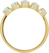 14K Gold Natural White Opal Cabochon Stackable Ring - Yellow Gold - view 10